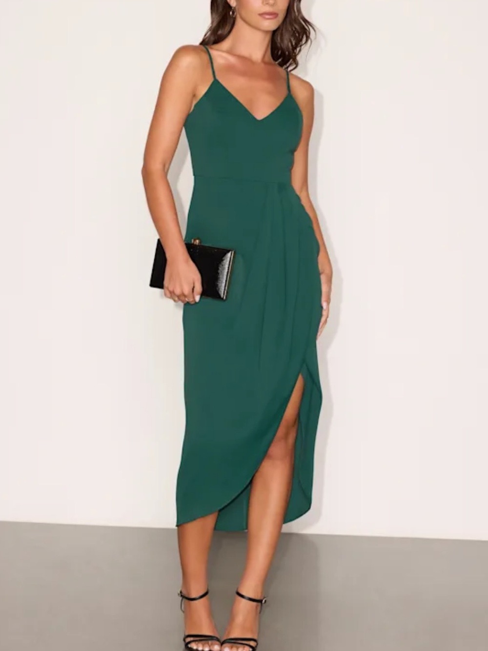 NWT Lulus Reinette Dark Green Midi Dress